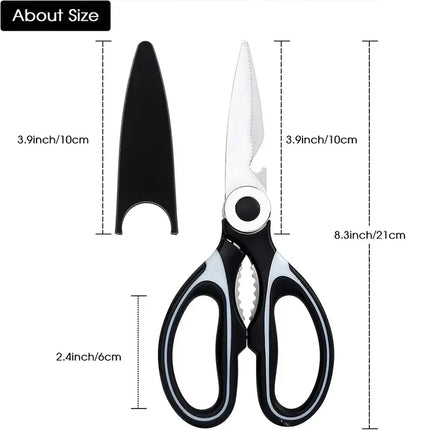 Multifunctional Stainless Steel Kitchen Scissors – Durable, Reusable Cutting Tool for Vegetables, Meat, Fish & More