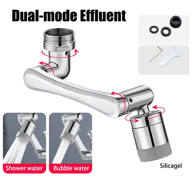 1080° Swivel Stainless Steel Faucet Extender – Dual Spray Modes Water Tap Nozzle Aerator for Kitchen & Bathroom