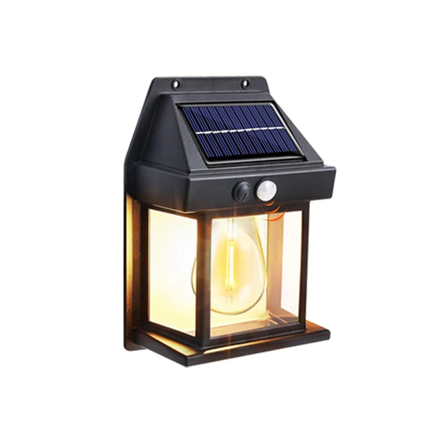 Solar-Powered Waterproof Outdoor Wall Light – LED Tungsten Filament Lamp with Motion Sensor | 3 Modes, IP65 | 1–4 Pcs