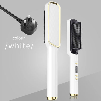 Electric Hot Comb Hair Straightener Brush – Negative Ion Anti-Scalding Styling Tool with LED Display | Multifunctional Straightening Comb for Dry & Wet Hair