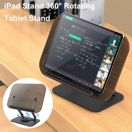 Adjustable Acrylic Book Stand with 360° Rotating Base – Foldable Desktop Reading Holder with Elastic Page Clips & Height Adjustment
