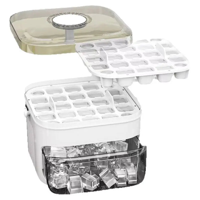 50-Cube Ice Maker with Easy-Press Lid – Large Capacity, Reusable Food-Grade Ice Cube Mold