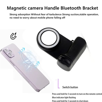 2025 MagSafe Bluetooth Shutter Phone Holder – Camera Handle Grip & Selfie Stabilizer with Fill Light