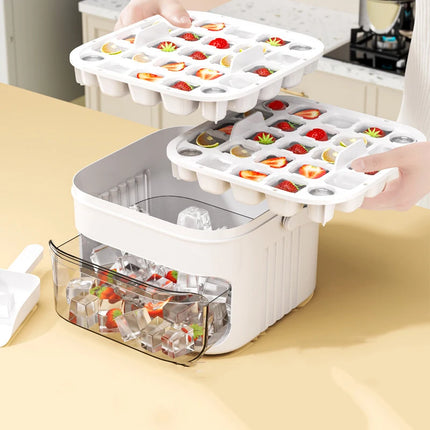 50-Cube Ice Maker with Easy-Press Lid – Large Capacity, Reusable Food-Grade Ice Cube Mold