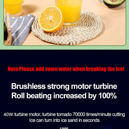 Electric Juicer Cup 6 Blades Blender Milkshake Machine USB Portable Fruit Milk Mixing Tool Mini Fresh Juice Blender