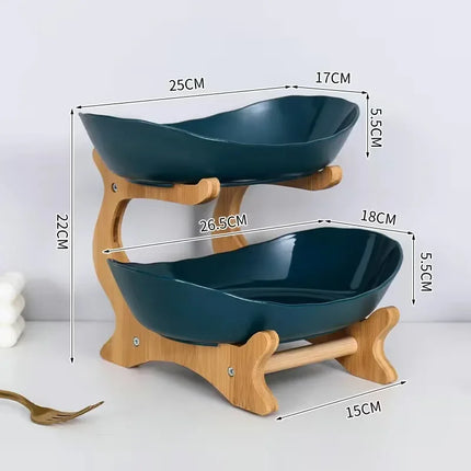 1/2/3 Tier Fruit Plate – Light Luxury Plastic Snack & Candy Dish with Wooden Handle for Home, Kitchen, Living Room