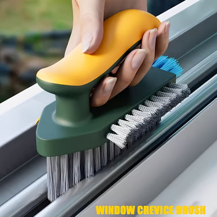 2-in-1 Crevice & Floor Scrub Brush – Medium Firm Plastic Bristles, Portable Design for Bathroom, Kitchen & Home Cleaning