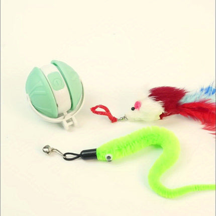 Dual-Mode USB Rechargeable Laser Cat Toy with Teething Ball – Interactive Smart Pet Trainer for All Breeds
