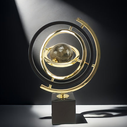 Elegant Metal Globe Decor | Black & Gold Modern Desktop Ornament | Home, Office, Study | Perfect Gift