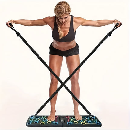 11pcs Push Up Board Set with Resistance Band – Portable, Foldable Home Gym Push Up Bars for Strength Training