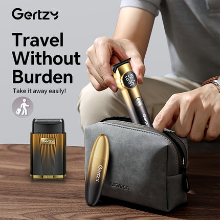 GERTZY 4-in-1 Men’s Grooming Kit – Electric Shaver, Hair & Nose Trimmer with Precision Blades, USB Charging, Digital Battery Display – Ideal for Beard and Hair Trimming