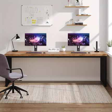 Large 180cm Computer Desk – Modern Office Desk with Engineered Wood Top & Sturdy Metal Frame, Workstation for Home Office or Conference Room (White)