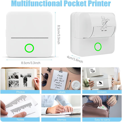 X6 Mini Thermal Printer – Wireless Portable Bluetooth Printer for Labels, Photos, Worksheets, Texts | Rechargeable 800mAh | Includes 5 Adhesive Paper Rolls