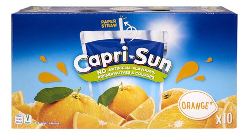 CAPRI-SUN Orange Juice Drink – 20cl x100 (10 Packs of 10) | 12% Fruit Juice | No Pulp | Alcohol-Free | Free EU Delivery Over €379