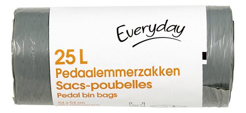 EVERYDAY 25L Trash Bags – Durable Waste Bin Liners with Tie Handles | Box of 24 Rolls | Free Shipping in Europe
