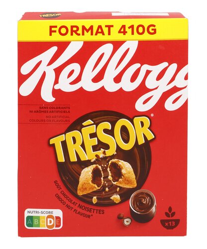 Kellogg’s TRÉSOR Choco Hazelnut Cereal – 410g x6 | Filled Cereals with Chocolate & Hazelnut | Halal | Free EU Delivery Over €379