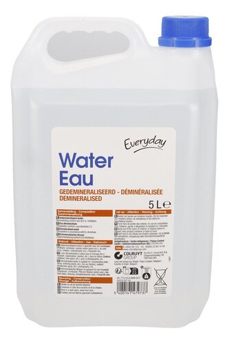 EVERYDAY Demineralised Water – 5L Bottle (Box of 24) | Pure Water for Irons, Batteries, Appliances | Free EU Shipping