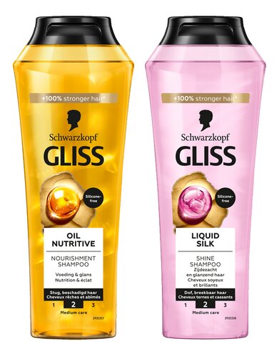 GLISS Shampoo – Oil Nutritive & Liquid Silk | 250ml x6 Each | Hair Repair | Free EU Delivery Over €379
