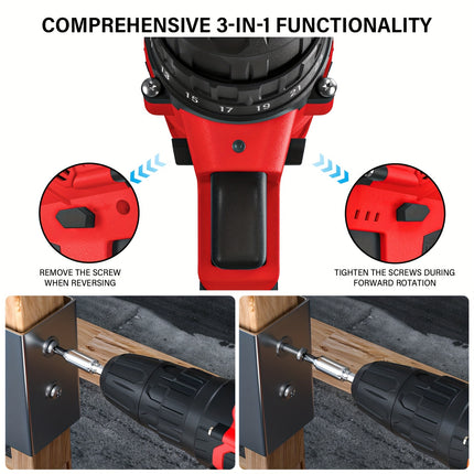 21V Cordless Electric Drill Set – 45Nm Power Drill with 25+1 Torque Settings, 2-Speed, LED Light & 29 Accessories for Home DIY