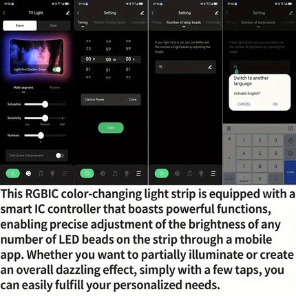 RGBIC LED TV Backlight Strip – App Control, Motion Sensor, USB Powered for TVs & Monitors (35"–80")