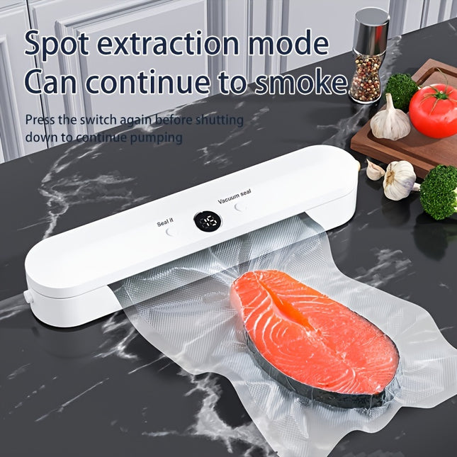 Fully Automatic Household Vacuum Sealing Machine – Food Saver, Snack Preserver & Plastic Packaging Tool – White