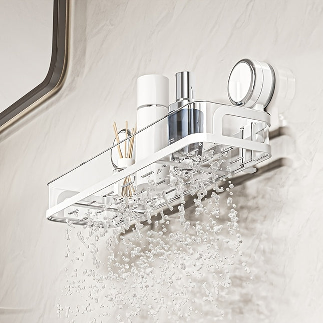 No-Drill Wall-Mounted Storage Rack – Suction Cup Shelf for Bathroom & Kitchen Organization, Space-Saving & Easy to Install