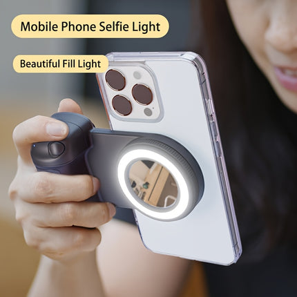 Smartphone Camera Handle – 360° Rotating Grip with Magnetic Remote Shutter & Self-Light for Selfies, Vlogging & Live Streaming