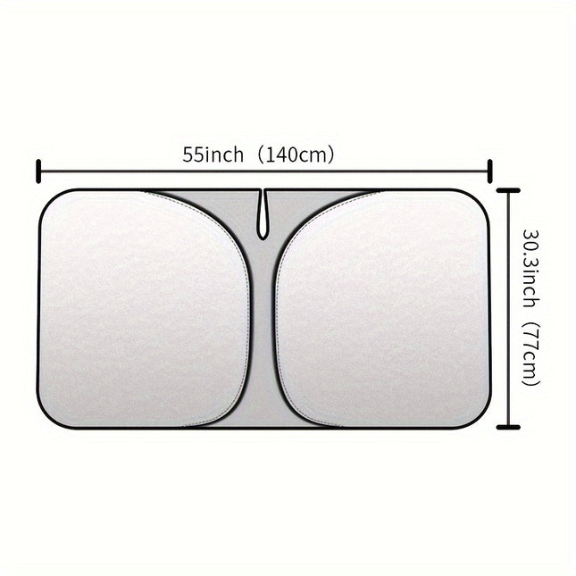 Universal Titanium Silver Car Sunshade – Roll-Up Windshield Heat Shield Curtain for Front Window