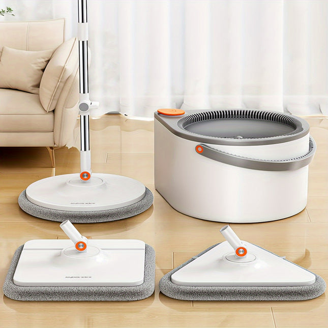 Joybos Spin Mop and Bucket System – 360° Swivel Handle, 6 Microfiber Pads, Hands-Free Self-Cleaning Design for All Floor Types