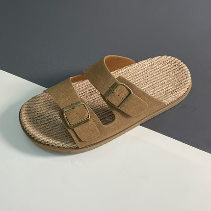 Men's Open Toe Buckle Strap Slippers – Breathable & Stylish for Daily Comfort