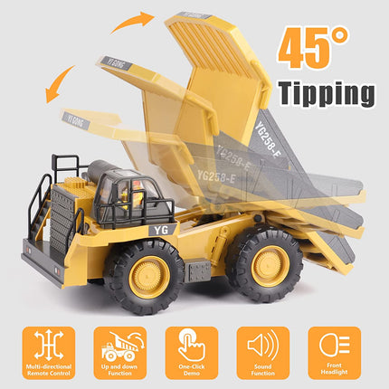 11-Channel Remote Control Excavator Toy 🚧 | Alloy Metal Build, USB Rechargeable, 2.4GHz Wireless