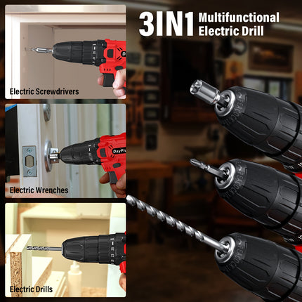 21V Cordless Electric Drill Set – 45Nm Power Drill with 25+1 Torque Settings, 2-Speed, LED Light & 29 Accessories for Home DIY