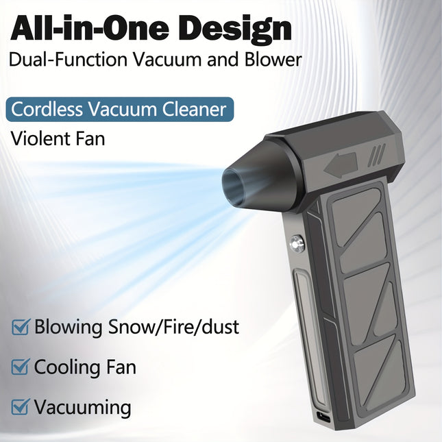 Violent Turbo Fan – 130,000 RPM Brushless Motor, Rechargeable Dust & Snow Blower with LED Light, High-Speed Suction & Blowing