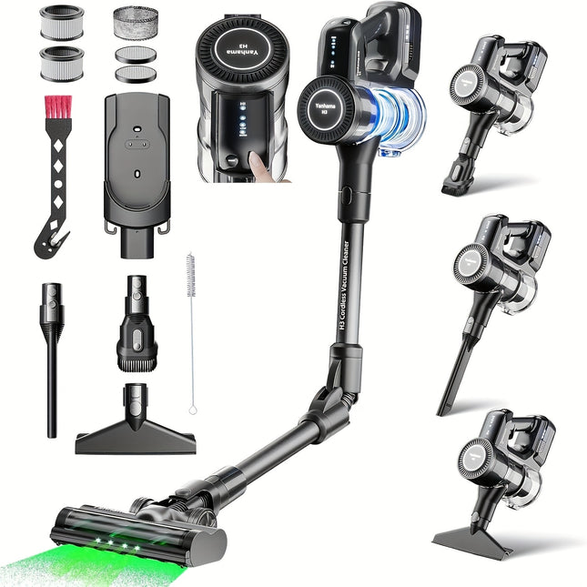 Yanhama H3 Cordless Vacuum Cleaner – 60000Pa Suction, 7-Layer Filtration, 4 Modes, 60 Min Runtime, 1.6L Capacity – Powerful Stick Vacuum for Pet Hair, Carpets & Hard Floors