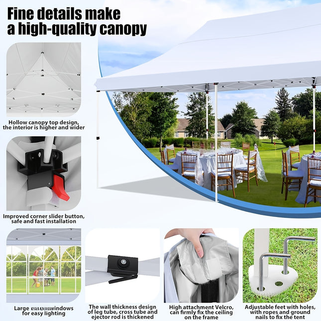 3x6M Pop-Up Tent with 6 Removable Side Walls | Waterproof & Windproof Outdoor Pavilion for Garden, Party, Wedding, Camping – Portable with Carrying Bag