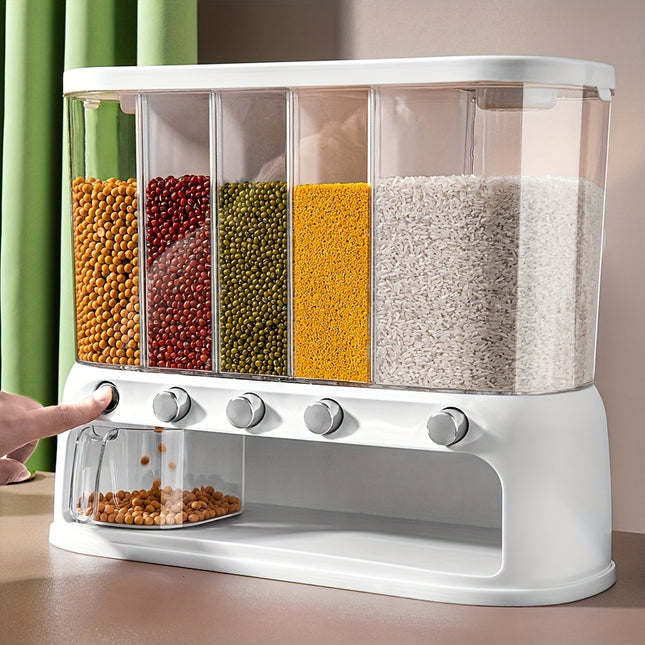 Airtight Kitchen Storage Container 🍚 | Divided Square Organizer for Rice, Pasta, Beans & Spices