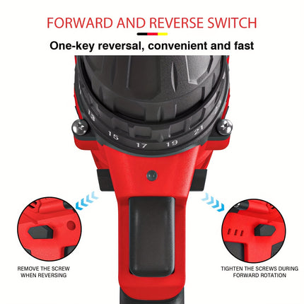 21V Cordless Electric Drill Set – 45Nm Power Drill with 25+1 Torque Settings, 2-Speed, LED Light & 29 Accessories for Home DIY