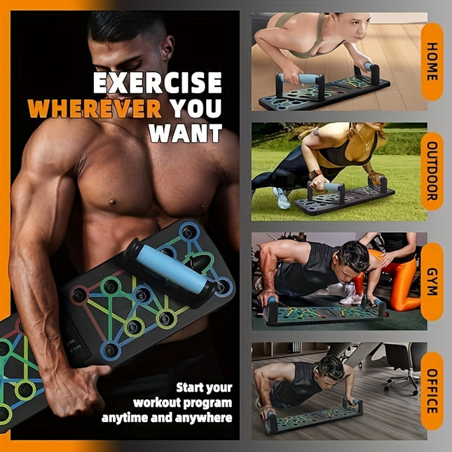 11pcs Push Up Board Set with Resistance Band – Portable, Foldable Home Gym Push Up Bars for Strength Training