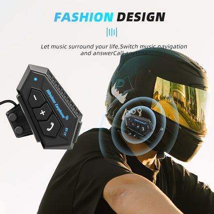 Wireless 12 Motorcycle Helmet Bluetooth Headset – Hands-Free Calls & Stereo Music, Long Battery Life, Type-C Charging