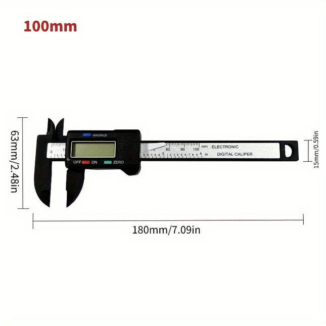 Digital Vernier Caliper – 6"/4" Precision Measuring Tool with LCD Display, Carbon Fiber Body, Button Battery Powered