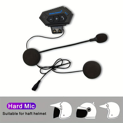Wireless 12 Motorcycle Helmet Bluetooth Headset – Hands-Free Calls & Stereo Music, Long Battery Life, Type-C Charging