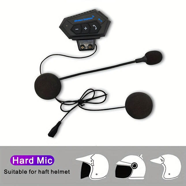 Wireless 12 Motorcycle Helmet Bluetooth Headset – Hands-Free Calls & Stereo Music, Long Battery Life, Type-C Charging