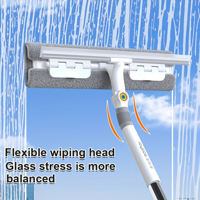 2-in-1 Multi-Functional Glass Wiper – Stainless Steel & Plastic Window and Surface Cleaner for Bathroom, Glass, Floors, and Outdoor Use