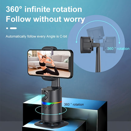 Automatic Face Tracking Tripod – 360° Intelligent Rotating Phone Holder with Gesture Control, No App Needed, Ideal for Vlogs & Live Streaming