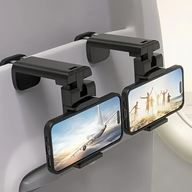 2pcs Airplane Phone Holder | 360° Swivel Travel Stand | ABS Durable Mount for Tray Table, Car & Desk | Universal Phone Clip | Inflight Entertainment & Travel Gift