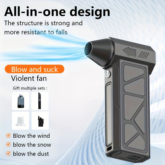 PCMOS High-Speed Turbo Fan & Portable Handheld Vacuum – 110,000 RPM, USB Rechargeable, Dual Function Dust Blower & Suction Cleaner, 4000mAh Lithium Battery