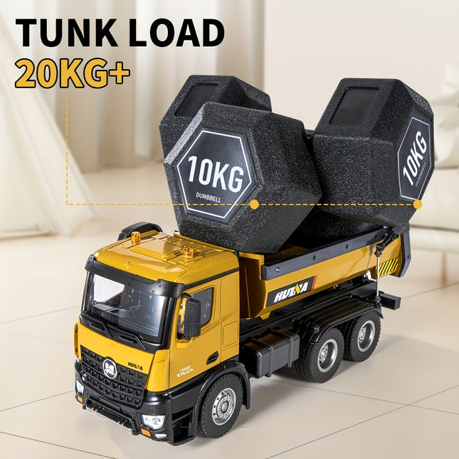 1:14 Scale Remote Control Dump Truck – 10-Channel Heavy-Duty RC Toy with 20KG+ Load Capacity