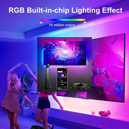 RGBIC LED TV Backlight Strip – App Control, Motion Sensor, USB Powered for TVs & Monitors (35"–80")