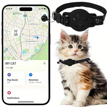 Pet Cat Positioning Collar Set | GPS Smart Tracker with Silicone Case | iOS Only | Live Tracking | Anti-Lost Collar