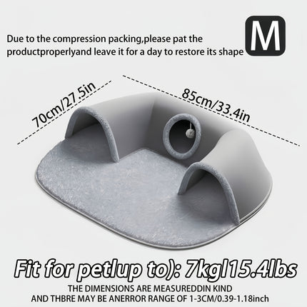 3-in-1 Cozy Cat Tunnel Bed – Play Mat, Hideout & Warm Nest for Cats, Rabbits & Small Pets – Non-Slip Base, Soft Polyester